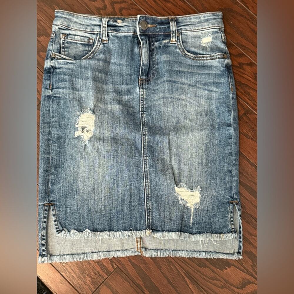 Kut from the Kloth Connie Hi-Low Skirt Jean Denim Skirt Size 2